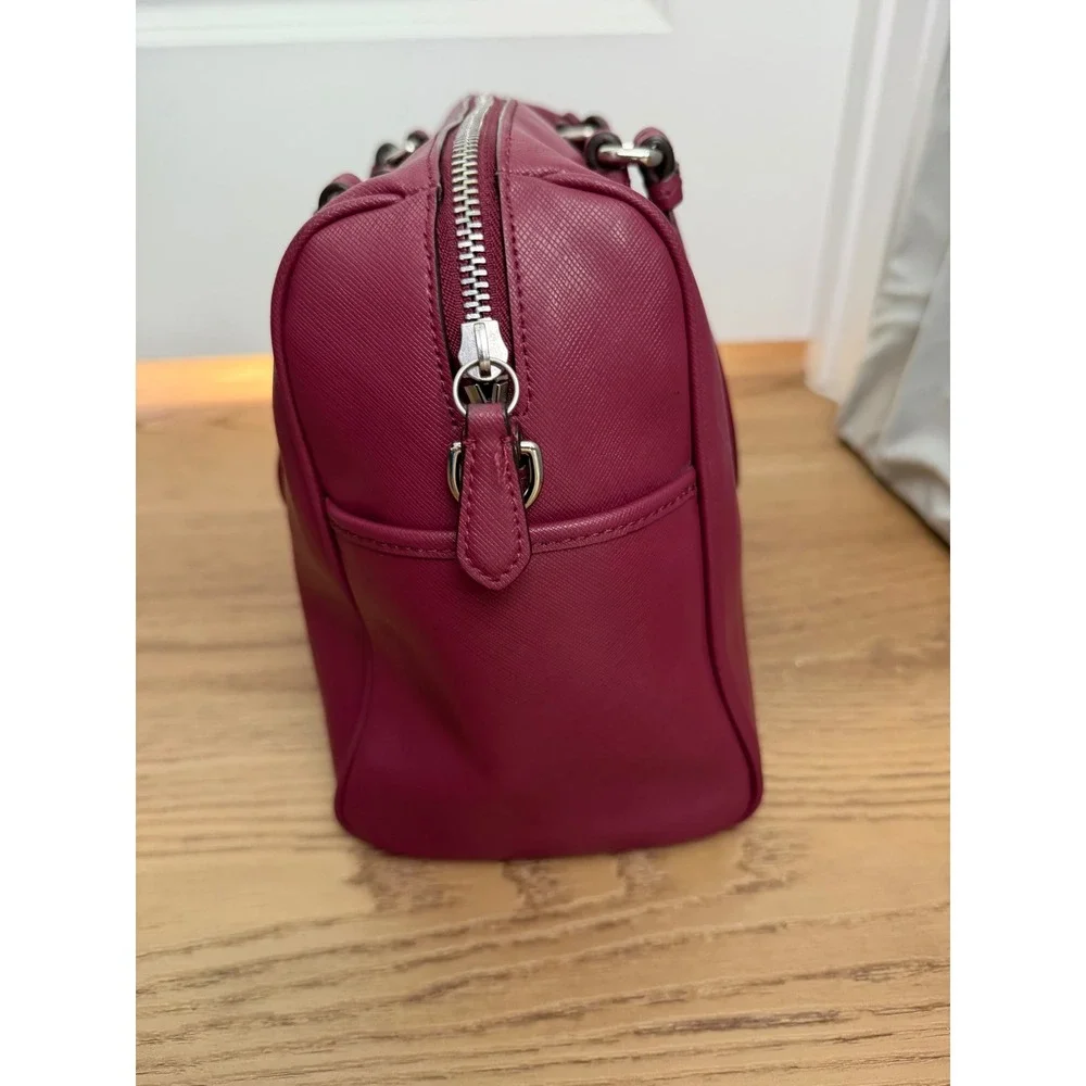 Coach Nancy Peyton Satchel Handbag Saffiano Professional Leather Berry Pink Chic